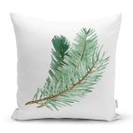- Rh-K10157-Gorsel1 - Realhomes Çam Yaprağı Çizimli Cristmas Temalı Dijital Baskılı Dekoratif Yastık Kırlent Kılıfı Realhomes