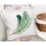 - Rh-K10157-Gorsel2 - Realhomes Çam Yaprağı Çizimli Cristmas Temalı Dijital Baskılı Dekoratif Yastık Kırlent Kılıfı Realhomes