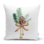 Kozalak Çizimli Cristmas Temalı Dijital Baskılı Modern Yastık Kırlent Kılıfı Realhomes