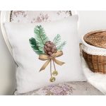 Kozalak Çizimli Cristmas Temalı Dijital Baskılı Modern Yastık Kırlent Kılıfı Realhomes