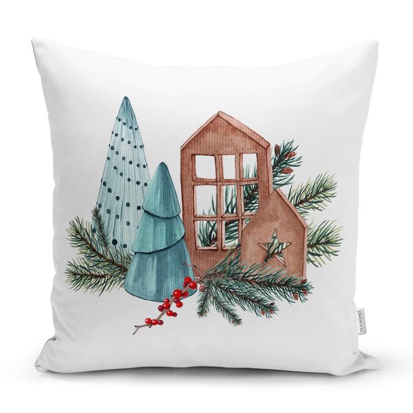- Rh-K10162-Gorsel1 - Realhomes  Mum & Kozalak Tasarımlı Christmas Temalı Dijital Baskılı Dekoratif Yastık Kırlent Kılıfı Realhomes