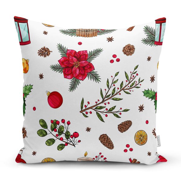 Çanlı Çelenk Tasarımlı Dijital Baskılı Modern Yastık Kırlent Kılıfı Realhomes