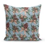 Mavi Zemin Kozalak Tasarımlı Dijital Baskılı Modern Yastık Kırlent Kılıfı Realhomes
