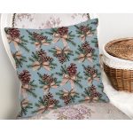 Mavi Zemin Kozalak Tasarımlı Dijital Baskılı Modern Yastık Kırlent Kılıfı Realhomes