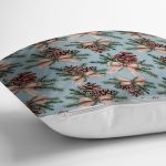 Mavi Zemin Kozalak Tasarımlı Dijital Baskılı Modern Yastık Kırlent Kılıfı Realhomes