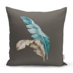 - Rh-K10186-Gorsel1 - Realhomes Mavi & Sarı Tüy Motifli Dijital Baskılı Dekoratif Yastık Kırlent Kılıfı Realhomes