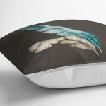 - Rh-K10186-Gorsel3 - Realhomes Mavi & Sarı Tüy Motifli Dijital Baskılı Dekoratif Yastık Kırlent Kılıfı Realhomes