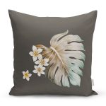 - Rh-K10188-Gorsel1 - Realhomes Egzotik Yaprak Tasarımlı Dijital Baskılı Dekoratif Yastık Kırlent Kılıfı Realhomes