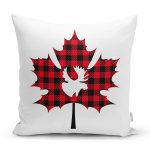 Ekose Yaprak Tasarımlı Dijital Baskılı Dekoratif Yastık Kırlent Kılıfı Realhomes