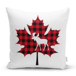 Ekose Yaprak Tasarımlı Dijital Baskılı Dekoratif Yastık Kırlent Kılıfı Realhomes