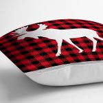 Ekose Zemin Geyik Tasarımlı Dijital Baskılı Dekoratif Yastık Kırlent Kılıfı Realhomes