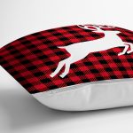 - Rh-K10196-Gorsel3 - Realhomes  Ekose Zemin Geyik Tasarımlı Dijital Baskılı Dekoratif Yastık Kırlent Kılıfı Realhomes