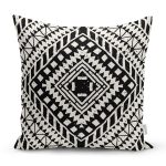 - Rh-K10197-Gorsel1 - Realhomes  Siyah Beyaz İskandinav Desen Tasarımlı Dijital Baskılı Modern Yastık Kırlent Kılıfı Realhomes
