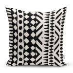 Siyah Beyaz İskandinav Desen Tasarımlı Dijital Baskılı Dekoratif Yastık Kırlent Kılıfı Realhomes