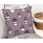 Açık Mor Zeminli Kaktüs Tasarımlı Dijital Baskılı Modern Yastık Kırlent Kılıfı Realhomes
