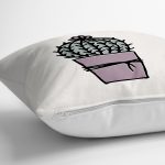 Krem Zemin Sade Kaktüs Motifli Dijital Baskılı Dekoratif Yastık Kırlent Kılıfı Realhomes