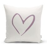 Krem Zemin Kalp Tasarımlı Dijital Baskılı Modern Yastık Kırlent Kılıfı Realhomes