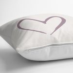 Krem Zemin Kalp Tasarımlı Dijital Baskılı Modern Yastık Kırlent Kılıfı Realhomes