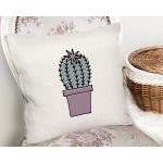 - Rh-K10222-Gorsel2 - Realhomes  Krem Zemin Sade Kaktüs Motifli Dijital Baskılı Dekoratif Yastık Kırlent Kılıfı Realhomes