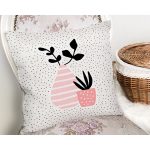 Krem Kumlama Zemin Vazo Desenli Dijital Baskılı Modern Yastık Kırlent Kılıfı Realhomes