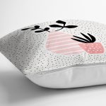 Krem Kumlama Zemin Vazo Desenli Dijital Baskılı Modern Yastık Kırlent Kılıfı Realhomes