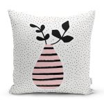 Krem Kumlama Zemin Vazo Desenli Dijital Baskılı Dekoratif Yastık Kırlent Kılıfı Realhomes