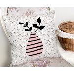 Krem Kumlama Zemin Vazo Desenli Dijital Baskılı Dekoratif Yastık Kırlent Kılıfı Realhomes