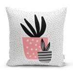 Krem Kumlama Zemin Vazo Desenli Dijital Baskılı Modern Yastık Kırlent Kılıfı Realhomes