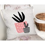 Krem Kumlama Zemin Vazo Desenli Dijital Baskılı Modern Yastık Kırlent Kılıfı Realhomes