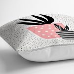 Krem Kumlama Zemin Vazo Desenli Dijital Baskılı Modern Yastık Kırlent Kılıfı Realhomes