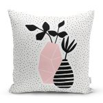 Krem Kumlama Zemin Vazo Desenli Dijital Baskılı Dekoratif Yastık Kırlent Kılıfı Realhomes