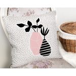 Krem Kumlama Zemin Vazo Desenli Dijital Baskılı Dekoratif Yastık Kırlent Kılıfı Realhomes