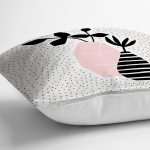 Krem Kumlama Zemin Vazo Desenli Dijital Baskılı Dekoratif Yastık Kırlent Kılıfı Realhomes