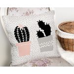 Krem Kumlama Zemin Kaktüs Tasarımlı Dijital Baskılı Dekoratif Yastık Kırlent Kılıfı Realhomes