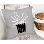 Gri Zemin Vazo Tasarımlı Dijital Baskılı Dekoratif Yastık Kırlent Kılıfı Realhomes