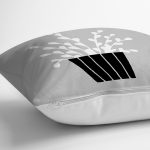 Gri Zemin Vazo Tasarımlı Dijital Baskılı Dekoratif Yastık Kırlent Kılıfı Realhomes