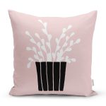 - Rh-K10235-Gorsel1 - Realhomes Pembe Zemin Vazo Desenlş Dijital Baskılı Modern Yastık Kırlent Kılıfı Realhomes