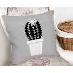 Gri Zemin Kaktüs Desenli Dijital Baskılı Dekoratif Yastık Kırlent Kılıfı Realhomes