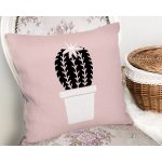 Pembe Zemin Kaktüs Motifli Dijital Baskılı Modern Yastık Kırlent Kılıfı Realhomes