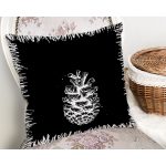 - Rh-K10244-Gorsel2 - Realhomes  Siyah Beyaz Kozalak Motifli Dijital Baskılı Dekoratif Yastık Kırlent Kılıfı Realhomes