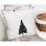 Siyah Beyaz Çam Ağacı Desenli Dijital Baskılı Modern Yastık Kırlent Kılıfı Realhomes