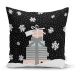 - Rh-K10249-Gorsel1 - Realhomes Siyah Kar Taneli Zemin Hediye Paketleri Desenli Dijital Baskılı Modern Yastık Kırlent Kılıfı Realhomes