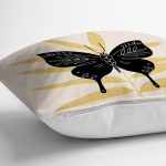 Kelebek Silüetli Özel Tasarım Dijital Baskılı Dekoratif Yastık Kırlent Kılıfı Realhomes