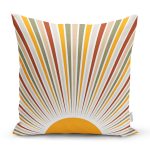 - Rh-K10292-Gorsel1 - Realhomes Güneş ve Renkli Işınları Özel Tasarım Dijital Baskılı Dekoratif Yastık Kırlent Kılıfı Realhomes