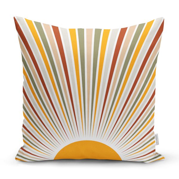 - Rh-K10292-Gorsel1 - Realhomes  Güneş ve Renkli Işınları Özel Tasarım Dijital Baskılı Modern Yastık Kırlent Kılıfı Realhomes