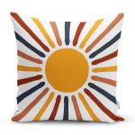 - Rh-K10293-Gorsel1 - Realhomes  Güneş ve Renkli Işınları Özel Tasarım Dijital Baskılı Modern Yastık Kırlent Kılıfı Realhomes
