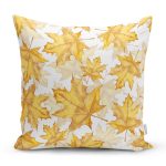 Gold Yaprak Motifli Dijital Baskılı Modern Yastık Kırlent Kılıfı Realhomes