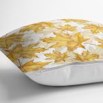 Gold Yaprak Motifli Dijital Baskılı Modern Yastık Kırlent Kılıfı Realhomes