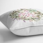 Suluboya Çizimli Çiçek Tasarımlı Dijital Baskılı Modern Yastık Kırlent Kılıfı Realhomes