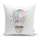 Çiçekli Balon Özel Tasarım Dijital Baskılı Modern Yastık Kırlent Kılıfı Realhomes